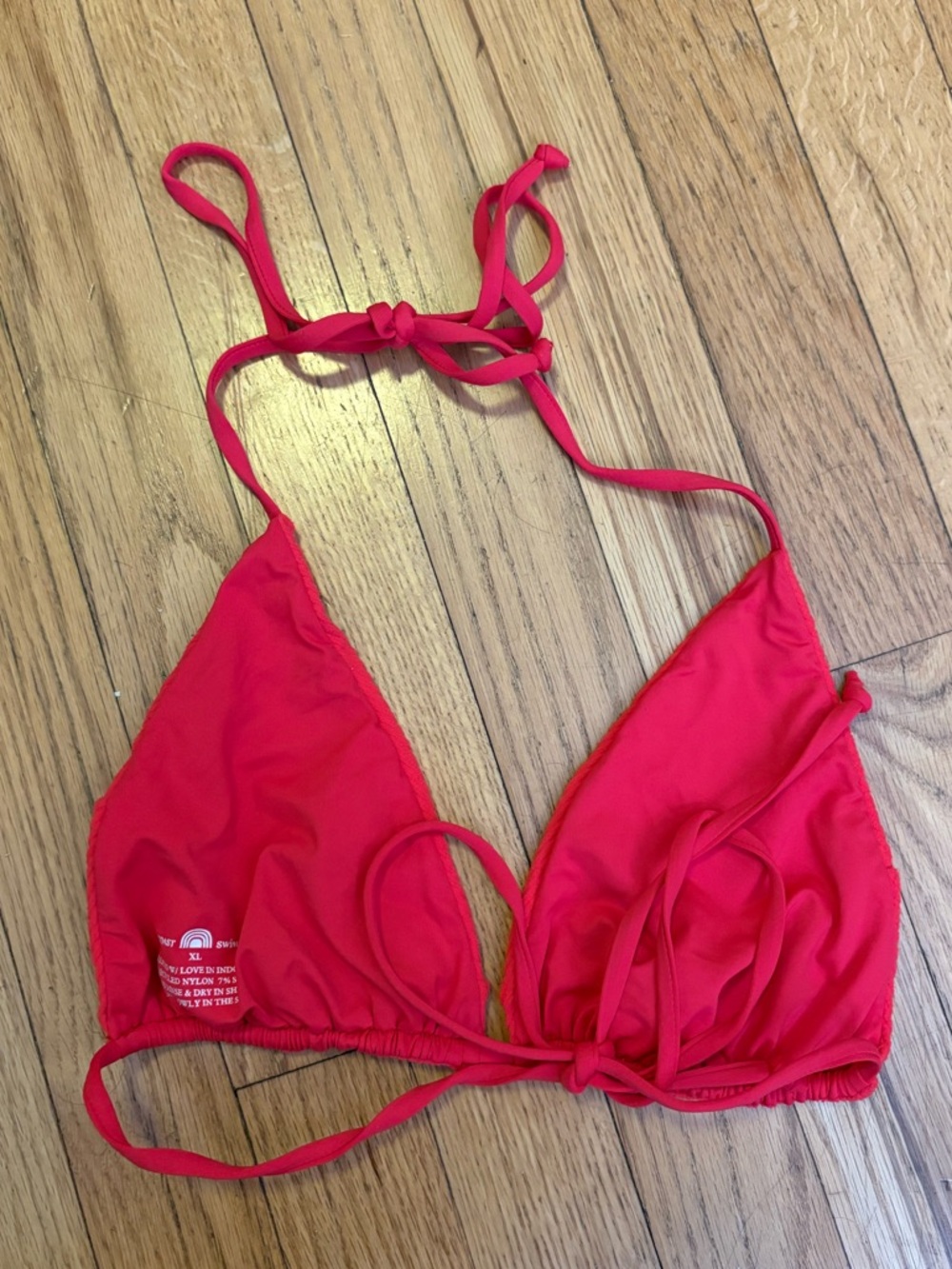 Toast Swim Fire Coral Ribbed Bikini Top View 3
